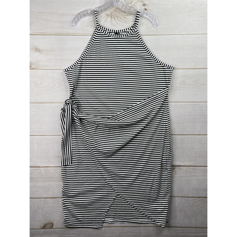 Scomchic Dress 3XL Black White Striped Wrap Sleeveless Summer Beach Casual Fun
